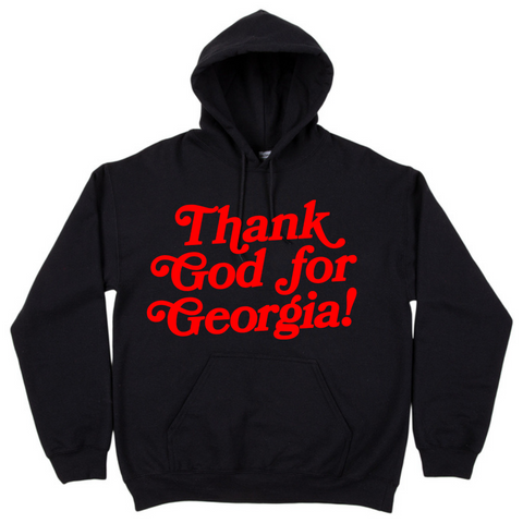 THANK GOD FOR GEORGIA - LOGO HOODIE (BLACK/RED)