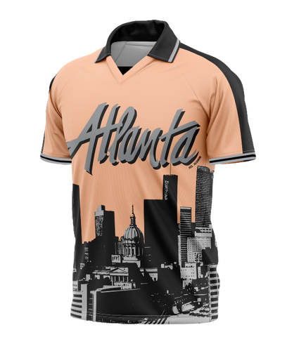 WELCOME TO ATLANTA - CUSTOM SOCCER JERSEY (PEACH, BLACK, GREY)