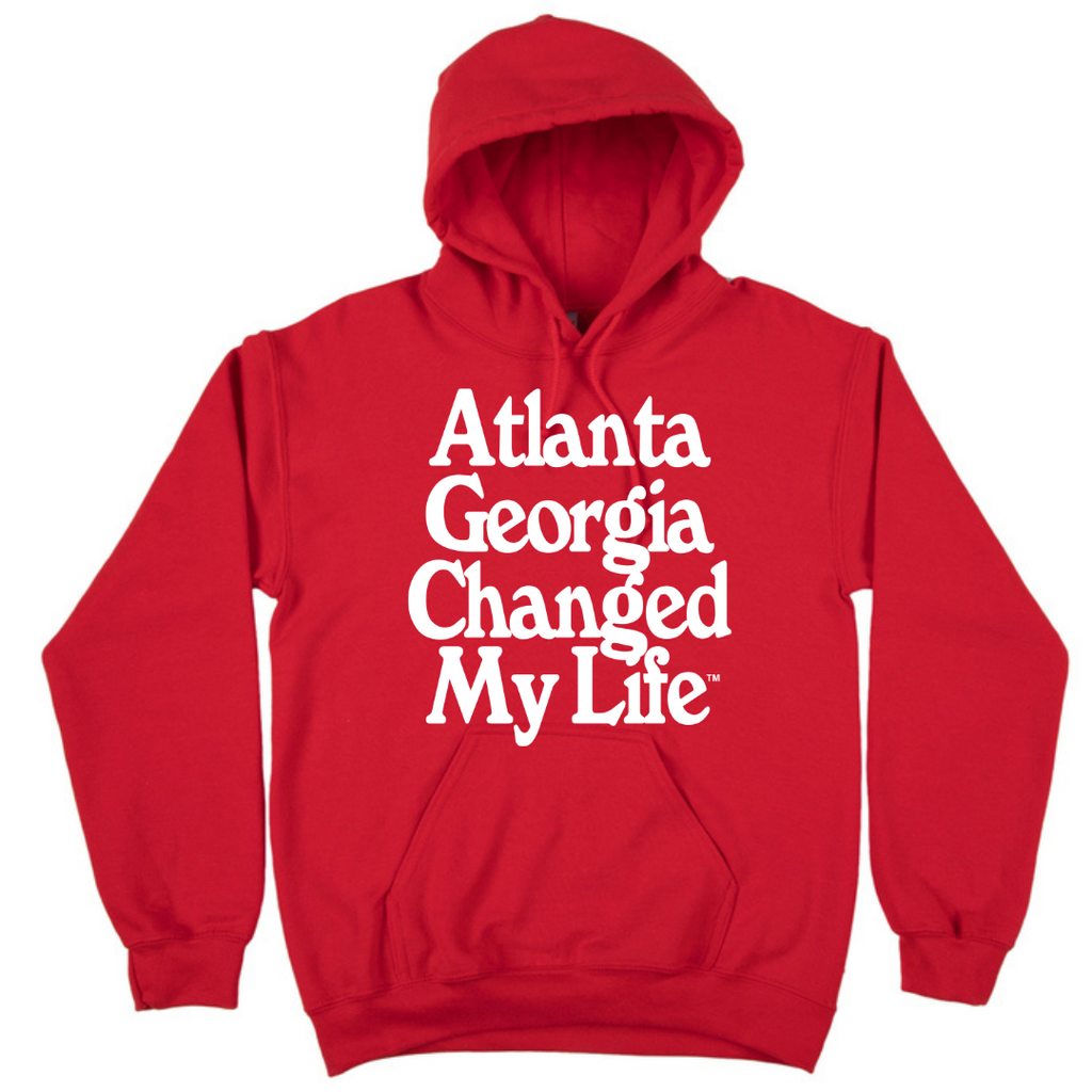 ATLANTA GEORGIA CHANGED MY LIFE LOGO HOODIE RED WHITE atlalumni